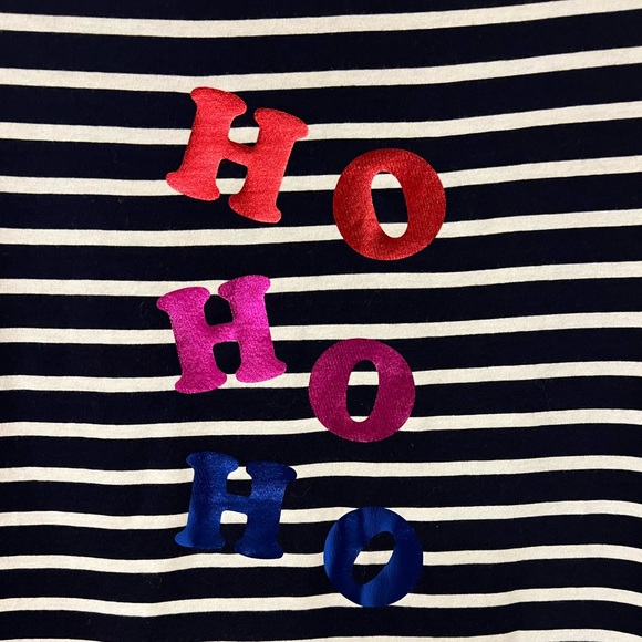 Boden Christmas Breton Metallic Stripe Slogan Long Sleeve Top NWOT (6) - Picture 8 of 12
